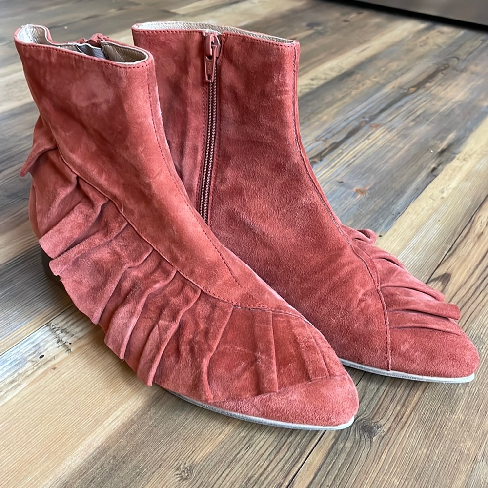 Suede booties by Anthropologie